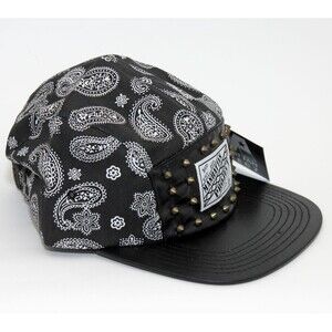 New MANHATTAN PROJECT Studded Black Paisley and Studs Baseball Cap Hat OSFM